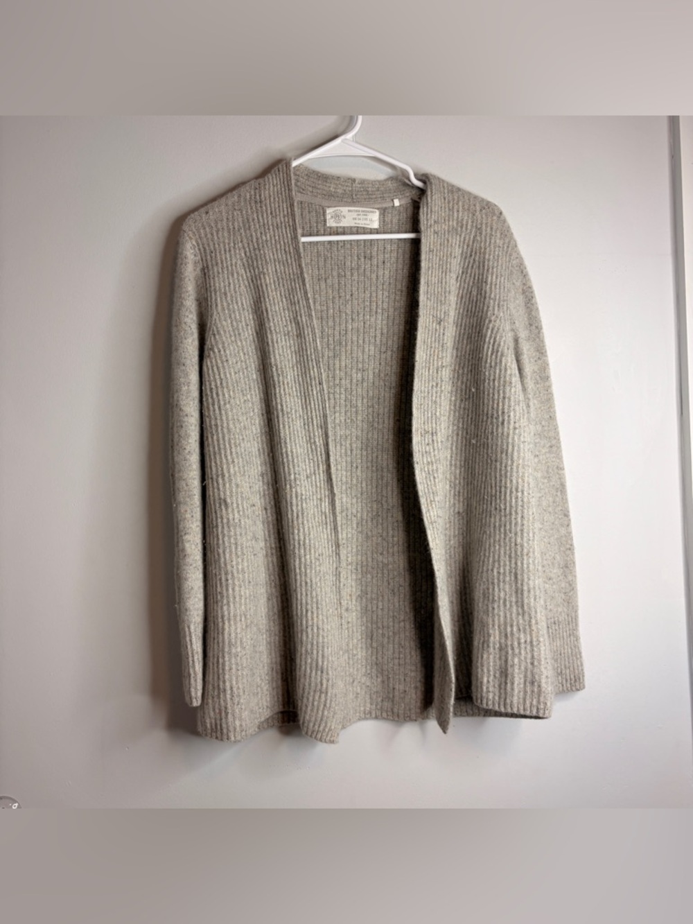 Fat Face Women's Ribbed Open-Front Cardigan in Heather Gray